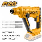 MARTELLO DEMOLITORE BATTERIA LITIO 20V NUDO + 3 PUNTE SDS INGCO CRHLI1601