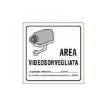Cartello ATTENZIONE! AREA SOTTOPOSTA A VIDEOSORVEGLIANZA in alluminio, cm.20X20