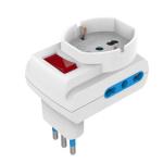 ADATTATORE TRIPLO C/SCHUKO SPINA 10A 2P+T C/INTERRUTTORE DI SOVRACCARICO ECOVA