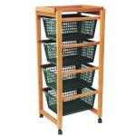 CARRELLO PORTAFRUTTA IN LEGNO C/4 CESTELLI CM 40X30X80H