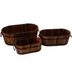 Coprivaso in legno effetto botte set 3 pezzi