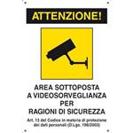 Cartello AREA SOTTOPOSTA A VIDEO SORVEGLIANZA 20x30cm