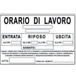 CARTELLO IN PLASTICA 20X30- ORARIO DI LAVORO