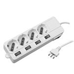 Multipresa 4 prese universali bipasso-schuko 10/16 A con interruttori + interruttore generale 