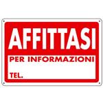Cartello AFFITTASI plastica cm. 30x20, art. 07705010PLB0300X0200
