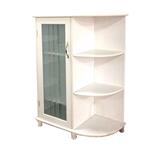 Mobile Bagno da Terra 1 Anta in vetro 3 vani a giorno Bianco opaco