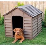 Cuccia per cani in resina Dog Kennel Beige con Tetto Marrone