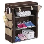 Armadio Guardaroba scarpiera MINI  in tessuto 60x30xh80 cm Marrone/Beige