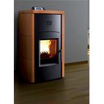 Stufa termostufa a pellet e noccioline CLEMENTI Infinity 24 ceramica cuoio (usata quasi nuova)
