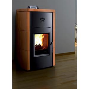 6668 - Stufa termostufa a pellet e noccioline CLEMENTI Infinity 24 ceramica  cuoio (usata quasi nuova) - CLEMENTI ( - stufe pelletts); INFINITY24