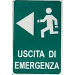 Cartello USCITA DI EMERGENZA A SINISTRA, in plastica, cm. 30x20